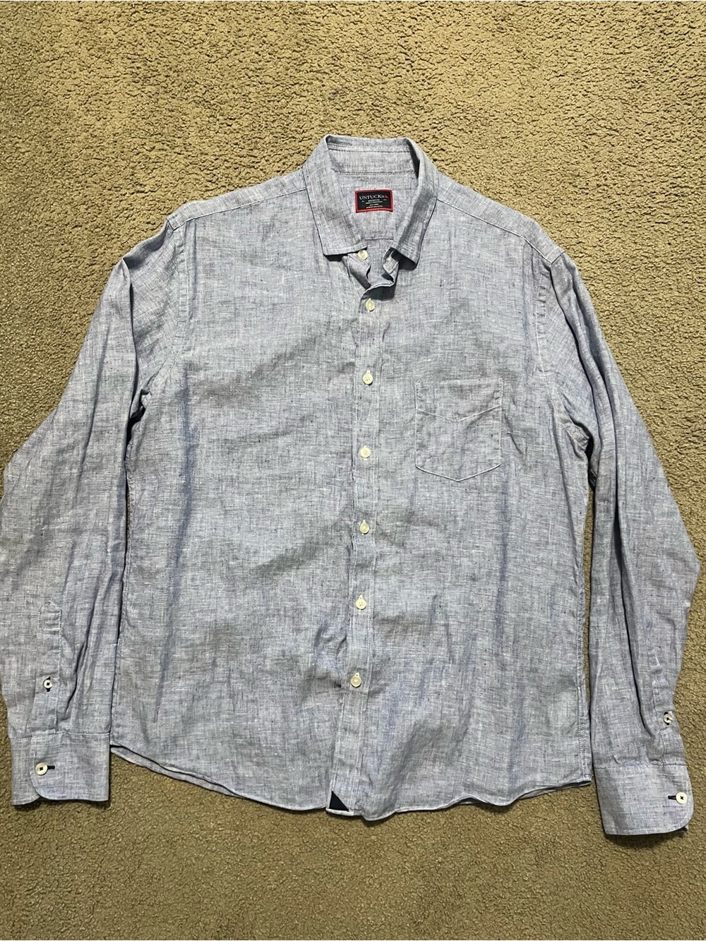 UNTUCKit Men's Light Blue 100% Linen Casual Button-Down Shirt
